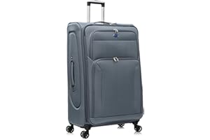 Aerostar Extra Large 32” Lightweight Softshell Expandable Suitcase, Integrated Combination Lock, 4 Wheels Check in Luggage for 30kg (Grey, 162 litres)