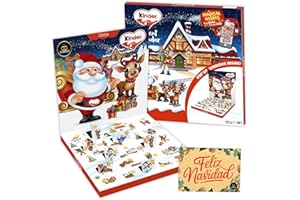 CIA&CO Calendrier de l’Avent Kinder POP UP 2025 · 24 Chocolats Variés Kinder · Design 3D avec Père Noël et Rennes · Carte Personnalisable Incluse · Cadeau Gourmand pour Enfants et Familles · 125 g