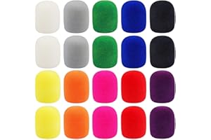 Augshy Microphone Foam Covers, 20 Pack Thick Handheld Stage Cover for Karaoke DJ - Disposable (10 Colors)