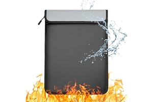 ‎TMEOIIPY Feuerfeste Dokumententasche, Feuerfeste Dokumentenbox mit 2 Fächern, Tragbare Feuerfeste Tasche, Dokumententasche Feuerfest Wasserdicht für A4 Dokumente, Passport Bankdatei Geld Wertsachen (Schwarz)