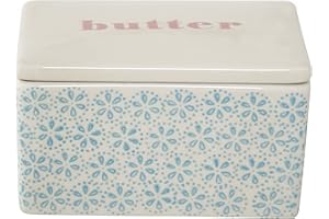 Bloomingville Butterdose Patrizia, Blau, Steingut, Größe L12,5xH7xW9 cm, glasiert, Spülmaschinengeeignet, 21106507