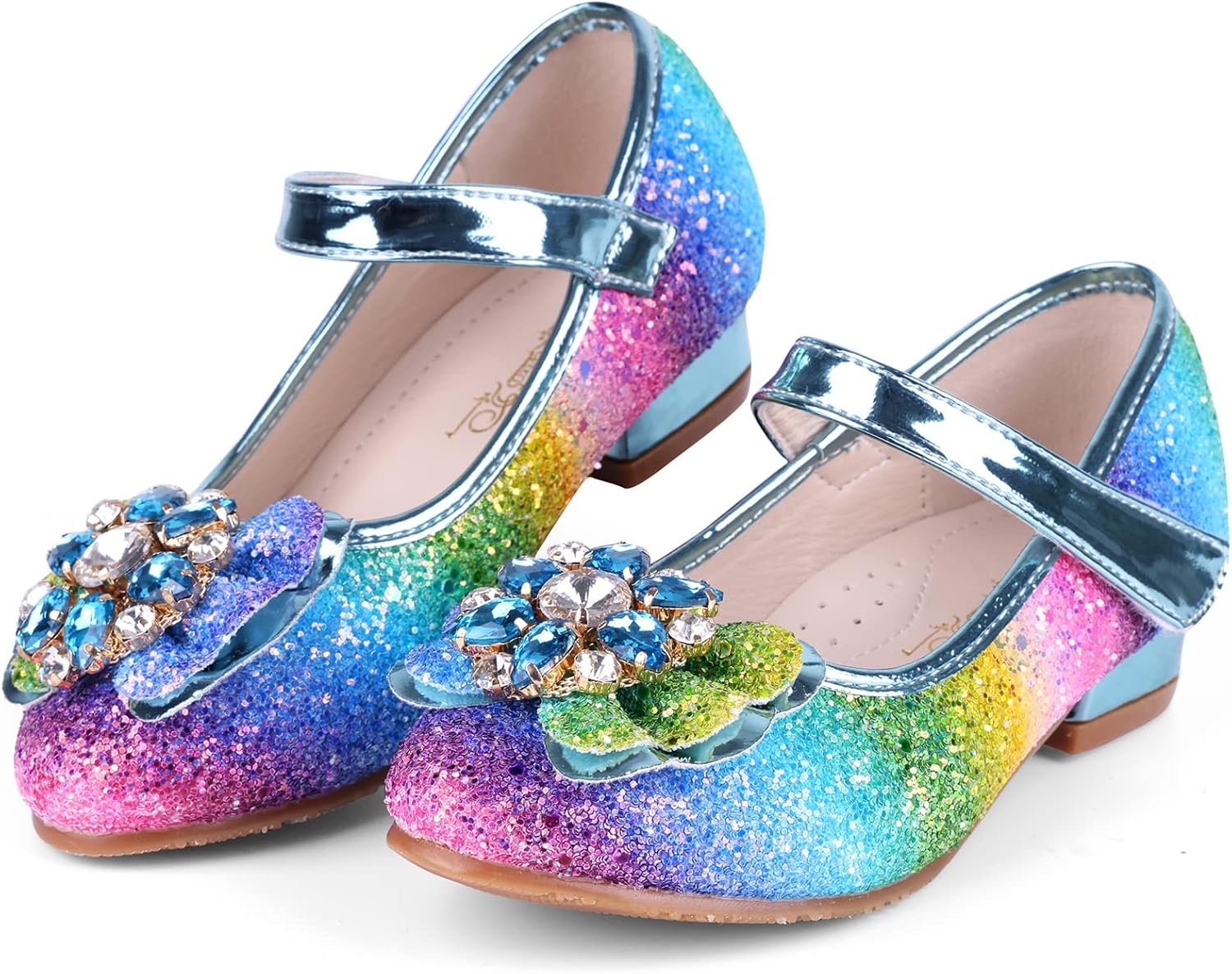 KUWIBY Girl's Princess Mary Jane Pump Shoes - Pink Silver Blue Purple White - Size 12 Months