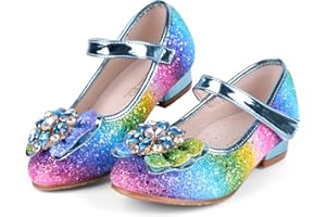 KUWIBY Girl's Princess Mary Jane Pump Shoes - Pink Silver Blue Purple White - Size 12 Months