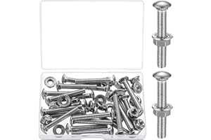 MAUUUBA 21 Pièces M6 Boulons de Carrosserie Carrés, M6x40mm Vis de Carrosserie, Boulons a Tête Ronde Collet Carré avec Écrous et Rondelles, Boulons a Tête Bombée à Col Carré