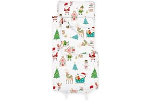 Bloomsbury Mill - Winter Wonderland - Christmas Festive Fun - Super Soft Toddler Nap Mat - Includes Pillow, Mat and Blanket – Great Sleep Bag & Stocking Gift for Nap Time, Travel and Sleepovers