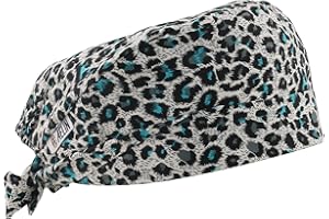 AELIN Calot De Bloc Calot Médical Calot Chirurgien Unisexe 100% coton – Couvrant (Léopard en beige et vert)