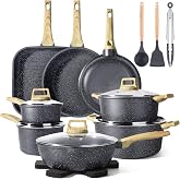 GiPP Frying Pans and Saucepans Set with Non-Stick Ceramic Coating &ndash; 21 | Large capacity, skip in pan, fry, stew, fry, dishwas