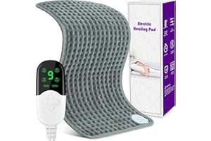 ESVYIT Termoforo Elettrico 30 x 60 cm, Cuscino Riscaldante Elettrico con 9 Livelli di Temperatura e 4 Impostazioni del Timer, Cuscino Termico per Lombare Cervicale Spalle Addome Gambe, Spegnimento Automatico
