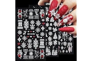UHELTOSLY Adesivi Unghie Decalcomania Natale,5D Arte Unghie Adesivi Autoadesivi,Albero di Natale Renna Fiocchi di neve adesivi per unghie fantasia,Manicure Fai Da Te Decorazione di Natale Nail Art Stickers