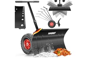 MASKO® Pelle à Neige sur Roues réglable en Hauteur – 5 Positions de Hauteur réglable – Pelle à Neige pour Le Dos – Pelle à Neige – Hauteur de Travail : 42 cm, Pliable pour économiser de l'espace