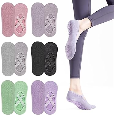 FICOFISE 6 Paires De Chaussettes Pilates Femme Anti