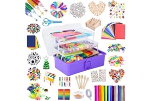 Drookaen Bastelkoffer, 3000+ Stück DIY Bastelset, Bastelzubehör Scrapbooking, Bastelbedarf für Kinder Mädchen Jungen 4-8 Jahre Geschenk