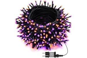 ‎JOOMER Joomer Halloween Lichterkette Outdoor, 20M 200LED Orange Lila Halloween Deko Lichterkette 8 Modi Wasserdichte Lichterkette Außen Strom Timer und Erweiterbar für Innen Party Garten Balkon Haus