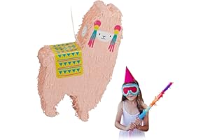 Relaxdays Pinata Lama, à Suspendre, Enfants, garçons & Filles, Anniversaire, à remplir, alpaga, Saumon, 10031477, Orange