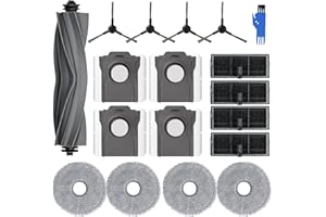 HOMRUICH 17 Piezas de Accesorios para Dreame L10s Ultra Gen 2, L10s Pro Ultra Heat, para Mova E30 Ultra Aspirador, 1 Cepillo Principal, 4 Toallas, 4 Filtros, 4 Bolsas de Polvo, 4 Cepillos Laterales