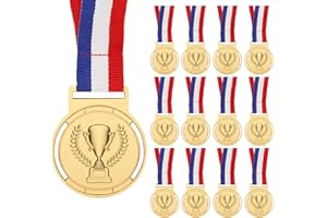 WD&CD Medaglia per Bambini, 12 Pezzi Medaglie in Metallo per Bambini in età scolare Medaglie per Vincitori Super medaglia Podio con Nastri da Collo