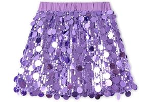 Miipat Jupe à Paillette Fille Scintillant Enfants Mini Jupes Glitter avec Doublure Taille Élastique Princesse Tutu Filles Skorts pour Danse Anniversaire Fête Festivals