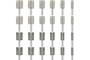 YURINWOO 24 Pezzi Frese Diamantate Set, Frese per Pietra, Grana 50 e Grana 116, Set di Punte Diamantate con Gambo da 3 mm, Per Utensili Rotanti Per Pietra e Vetro Ceramica, Lucidatura, Foratura, Incisione