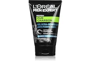 L'Oréal Men Expert - Gel Purifiant & Ultra-Désincrustant pour Homme - Anti-Points Noirs - Soin du Visage Exfoliant - Au Charbon et aux Micro-Grains Naturels - Pur Charbon - 100 ml