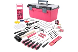 Hi-Spec Apollo Boîte d'Outils Rose pour Madame - Boîte Portable Contenant 170 Pièces d'Outils Durable - Tournevis,Marteaux,Pinces,Ciseaux pour Bricolage et Entretien de Maison