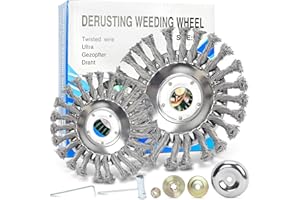 SKYMICO Spazzola Acciaio per Testina Decespugliatore 2 Pezzi,Apertura 25,4 MM Professionale Circolar Filo di Acciaio Testa Rifilatore per Esterno, Tosaerba per Utensile,Curare da Prato (7+10 Pollici)