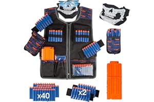 LVHERO Último El Kit Chaleco Táctico para Nerf Guns con Dardos de Recarga, Bolsa de Dardos, Pulsera, máscara de Tubo Facial, Clips de Recarga rápida y Gafas Protectoras para niños
