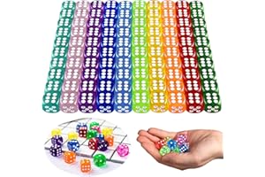 ACXILEXY 100 Pièces Dés de 10 Couleurs, Dés de Jeu de 14 mm Acrylique, Dés d'angle Rond de 6 Côtés, Jeu de Dés Translucides pour Tenzi, Farkle, Yahtzee, Bunco Or Enseignement des Mathématiques
