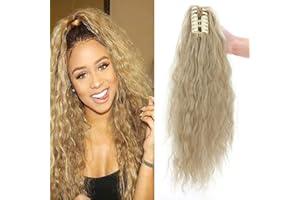 S-NOILITE Claw on Ponytail Coda di Cavallo Extension Capelli Veri Clip Ombre Naturale Parrucchino Ricci Posticci Donna 60cm Mais Ondulato Biondo cenere