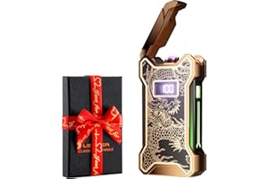 Dachance Electric Lighter for Men Dad Him Digital Counter Bettary Display Windproof Flameless Plasma USB Rechargeable Arc Birthday Gifts for Men, Boyfriend, Husband (Dragon)