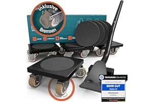 ‎FAIRMO Der Innovative Möbelheber (inkl. Bremsen) für schwere Möbel von FAIRMO - 4 Möbelroller und 1 Lastenheber (inkl. Anti RUTSCH Pads) - Schonende Transportrollen aus TPE (Premium: Mit Bremsen)