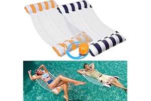 Lot de 2 Flotteur Gonflable Piscine avec Pompe à air Manuelle, Yideng 4 -en-1 Pliable Flottantes Hamac pour Adultes Multi-Usage Hamacs d'eau Flotteur Hamac pour Adultes Summer Beach Hot Tub
