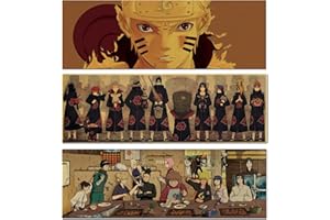 ZPPLD Naruto plakat, plakat anime, zestaw plakatów z mangą, Naruto duży, plakat w stylu vintage, z papieru typu kraft, dekoracja domu, wysyłka w rolce, w stabilnym kartonie (styl B)