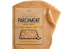 BAKER'S SIGNATURE Baking Paper Sheets, Parchment Paper for Baking – Greaseproof Non-Stick & Unbleached, Will Not Curl or Burn – 20x30cm Pack of 120 Baking Sheets by Baker’s Signature