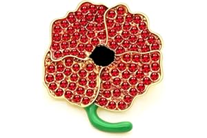 Awyuan Large Red Poppy Flower Brooch Pin Diamante Crystal Rhinestone Gold Plated from UK