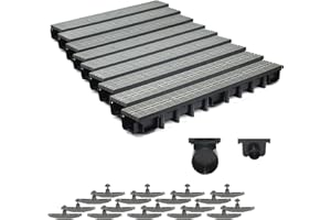 ZMMMAXPOL 9m Entwässerungsrinne für modulares System A15 98mm, komplett Stegrost Kunststoff, Grau Line