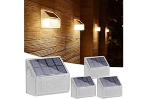 Lacasa Lampe Solaire Exterieur Murale, Lot de 4, Lumière Solaire Extérieure Applique Mural Éclairage Etanche pour Jardin, Chemins, Terrasse et Patio Decoration, 50 Lumen, 24 LED Blanc Chaud 2700K