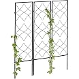 Relaxdays Lot De 3 Treillis Jardin Métal Noir – 122 X 30,5 Cm, Support Plantes Grimpantes