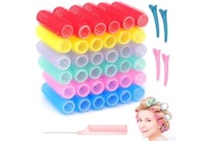 RANJIMA 36 Stück Lockenwickler, Lockenwickler Kurze Haare, Lockenwickl Klein, SelbsthaftendHaarwickler, Lockenwickler Haftwickler mit Kamm und Entenschnabelclips für Langes Haar, Mittleres Langes Haar