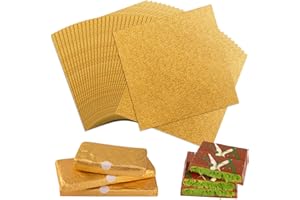 JOJOLIFE 50 fogli di carta da imballaggio in oro, carta per Dubai Cioccolatini, 30×30cm, include 60 adesivi di chiusura, adatta per caramelle,confezioni regalo stile Dubai,DIY artigianal