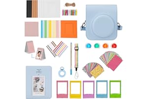 ZUIKAKU 15 in 1 Mini 12 Zubehör Kompatibel mit Fujifilm Instax Mini 12 Sofortbildkamera. (Blau)