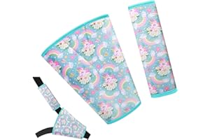 AMUSEPROFI Car Seat Belt Pad Set for Kids, Soft Harness Pads for Kids, Multifunctional Seat Strap Covers for Child, Toddler Baby Shoulder Strap Protector, Unicorn