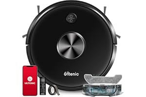 Ultenic D5s Pro Robot Aspirapolvere Lavapavimenti, Aspirazione 3000 Pa, Controllo APP & Alexa, Serbatoio Acqua Elettrico 2 In 1 per Pulizia Domestica, Peli Animali, Capelli, Polvere, Lavapavimenti