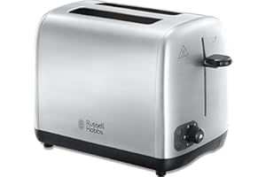 Russell Hobbs 2 Slice Toaster with Perfect Toast Technology for improved evenness (Wide slots, Lift & look feature, 6 Browning levels, Frozen & Cancel function, 850W, Brushed Stainless Steel ) 24081