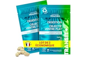 LABORATOIRES VITALTHÉA TRANSITAL PREMIUM x2 sachets| 5 actifs Transit Intestinal 100% Naturels | Détox Colon Rapide & Fibres |Ispaghul 600mg, Tamarinier Inde 450 mg| Anti-ballonnement & Constipation (84 unités (lot de 2))