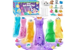 KELENO 6 Stück Badebomben für Kinder mit Überraschung Spielzeug im Inneren & Wissenschaft & Zaubertrank Flaschen Badekugeln Badespaß Natürliche Badezusatz Geburtstag Geschenk Mädchen Jungen(Tierspielzeug)