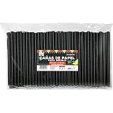 DON PALILLO - 250 x Black Paper Cocktail Straws 150 x 8mm 100% Biodegradable and Compostable