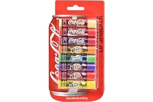 Lip Smacker Coca Cola Party Pack, Set de 8 Bálsamos Labiales Surtidos con Sabores Auténticos de Coca-Cola, Fanta y Sprite