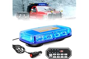 JMEST LEAD Blue Car Roof Flashing Beacon Light, 12V-24V Roof Top Strobe Recovery Light with 9-Key Controller, 20 Flash Modes Emergency Warning Roof Light Magnetic Mount For Trucks Vehicles Van