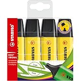 STABILO - fluorescent marker - BOSS ORIGINAL | Pack of 4, Yellow