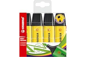 Marcador fluorescente STABILO BOSS ORIGINAL - Estuche con 4 unidades color amarillo